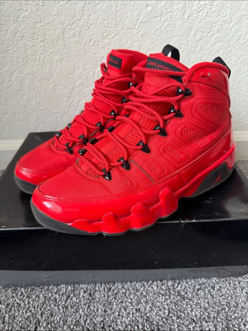 Men Air Jordan Retro 9 Chile Red Shoes Size 9